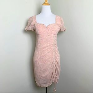 Valfre Small Pink Dress Ruffle Sweatheart Neckline Floral